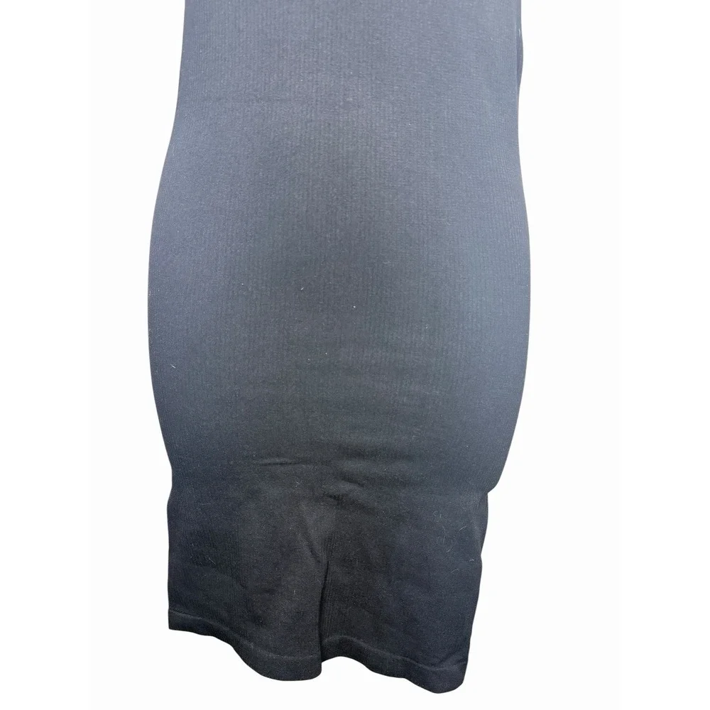 Free People Intimately Black Ribbed Bodycon‎ Midi Dress Mesh Panel M/L Edgy